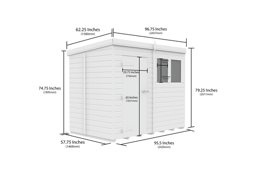 5ft x 8ft Pent Security Shed