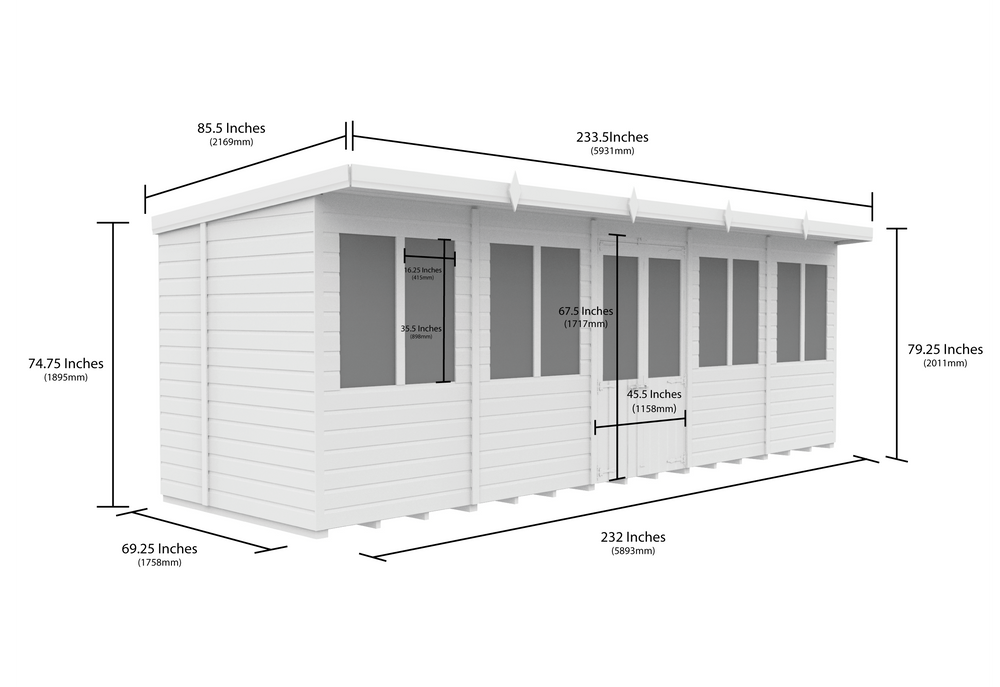 6ft x 20ft Pent Summer House
