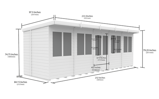 7ft x 20ft Pent Summer House