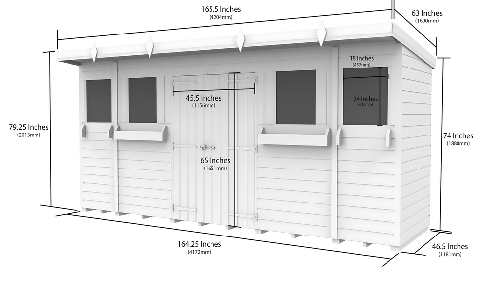 4ft x 14ft Pent Summer Shed