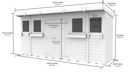 4ft x 14ft Pent Summer Shed