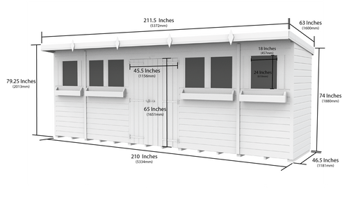 4ft x 18ft Pent Summer Shed