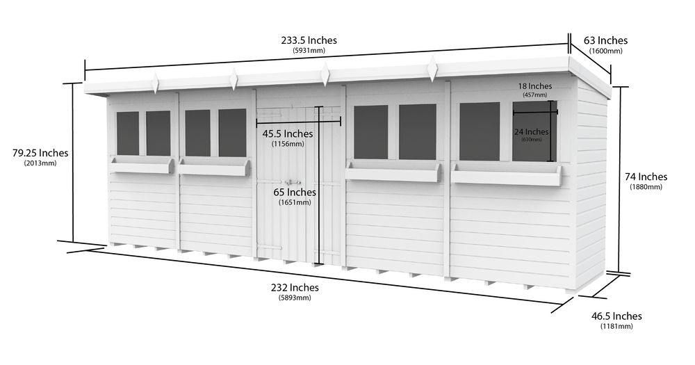 4ft x 20ft Pent Summer Shed