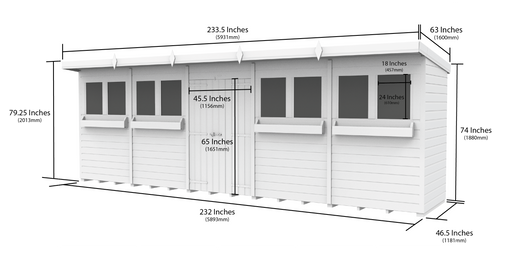 4ft x 20ft Pent Summer Shed