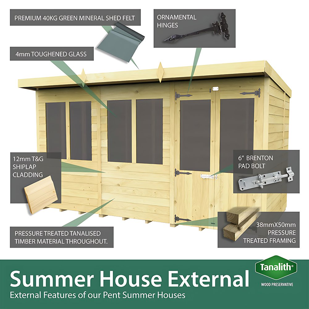 6ft x 18ft Pent Summer House