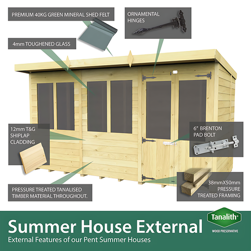 7ft x 20ft Pent Summer House