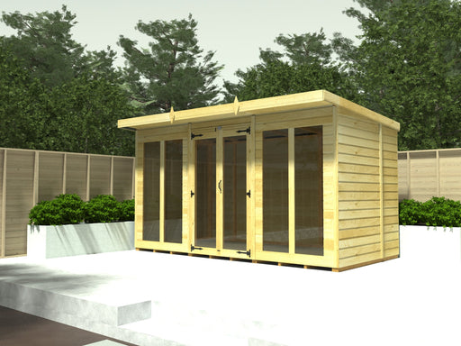 7ft x 10ft Pent Summer House (Full Height Window)