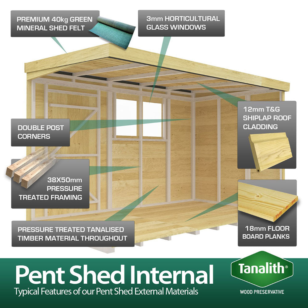 8ft Pent Summer Shed