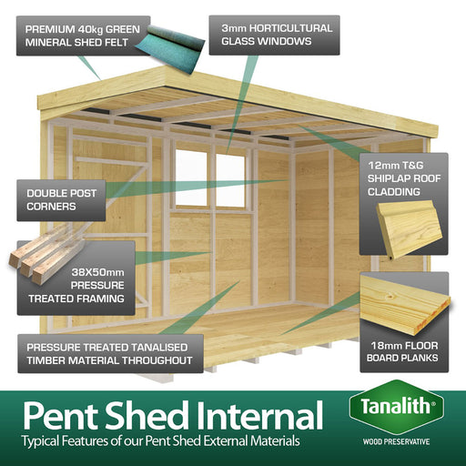 8ft Pent Summer Shed